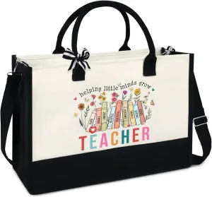 OASSIE Teacher Appreciation Gifts - Canvas Tote Bag 13oz With Zipper - Teacher's Day Birthday Thank You Gifts for Teachers