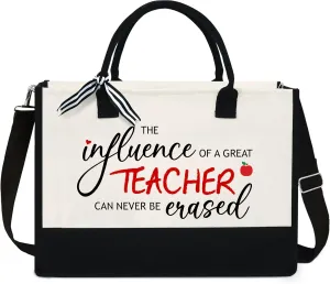 OASSIE Teacher Appreciation Gifts - Canvas Tote Bag 13oz With Zipper - Teacher's Day Birthday Thank You Gifts for Teachers