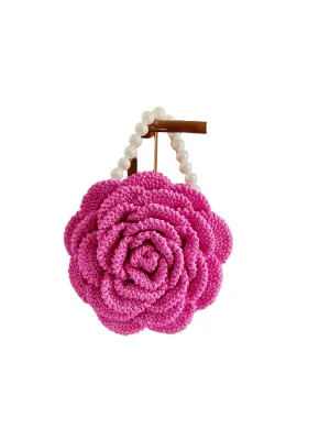 Pearl Handle Floral Clutch Purses for Women,Flower Evening Bag Party Prom Handbags,Pearl Rose Purse,Wedding Party Purses