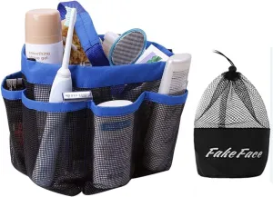 Quick Drying Mesh Caddy Organizer 8 Pockets Hanging Shower Toiletry Bag Makeup Cosmetic Storage Bag Bath Shampoo Shower Organizer Oxford Travel Gym Dorm Bathroom Pouch Case Washing Bag with Handles