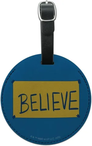 Ted Lasso Believe Round Leather Luggage Card Suitcase Carry-On ID Tag