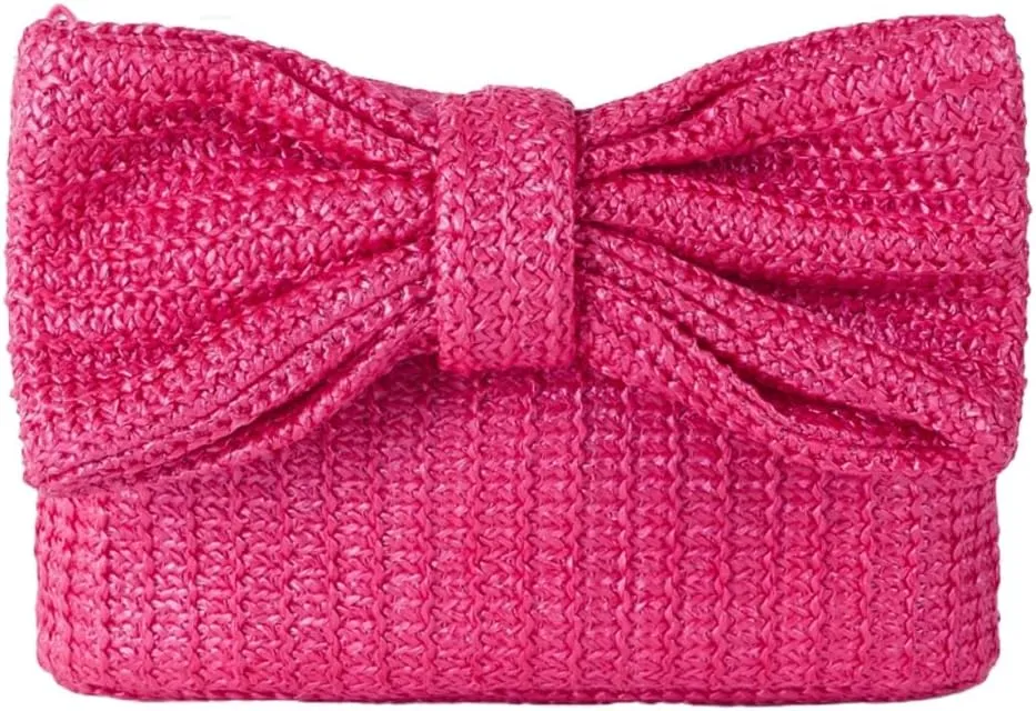 Women Straw Bow Purse Summer Beach Bag Woven Clutch Bag Vacation Tote Party Handbags Wedding Formal 2025 New