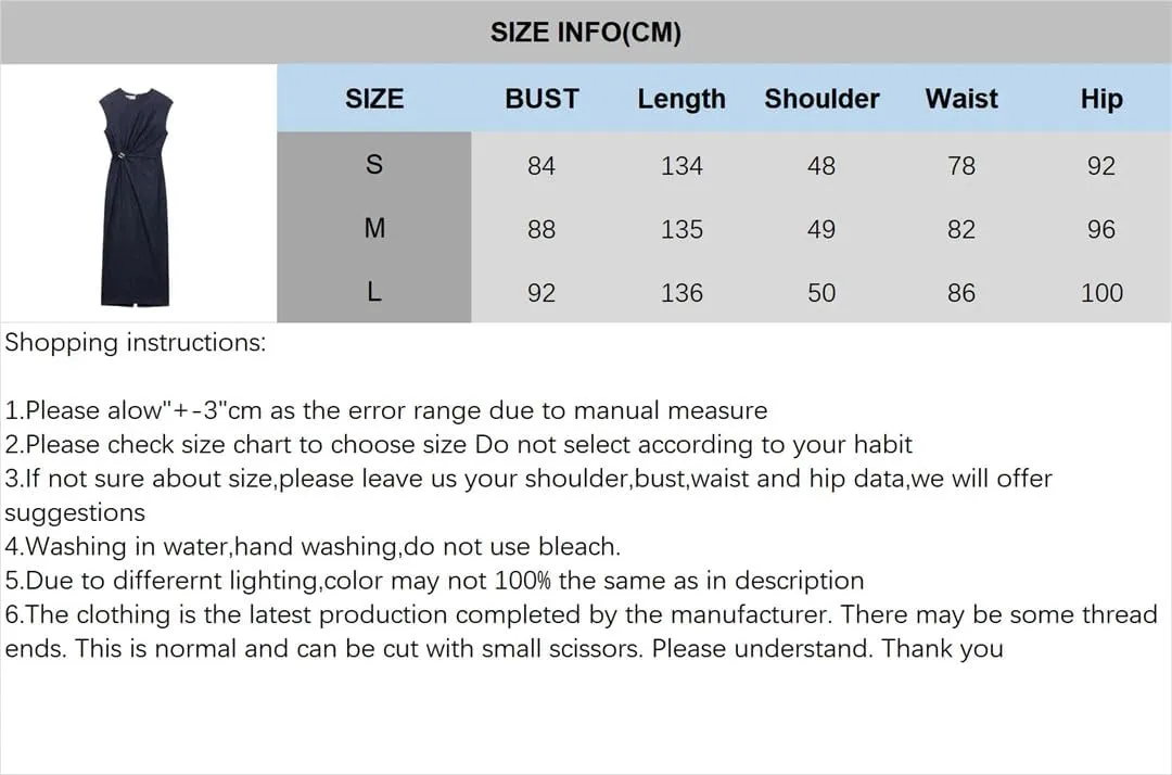 Women's Spring Mid Length Denim Sleeveless Round Neck Hidden Side Zipper Jeans Dress
